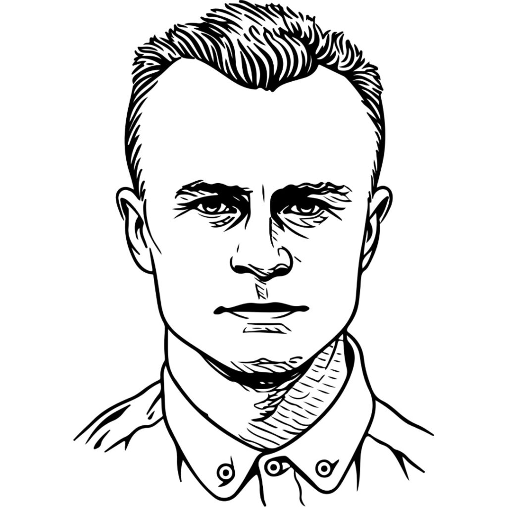 Grafika przedstawiająca postać rotmistrza Witolda Pileckiego.