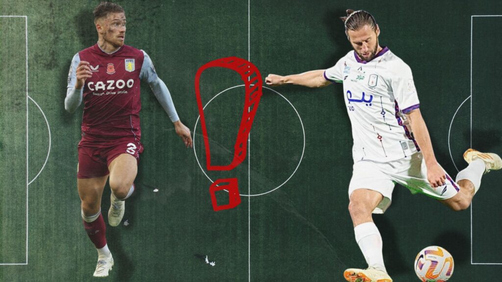 Na zdjęciu Matty Cash oraz Grzegorz Krychowiak